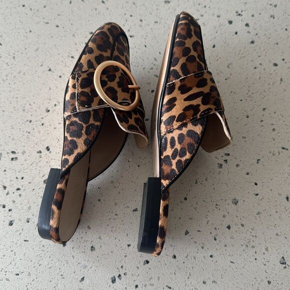 Ann Taylor Mules Flat Leopard Print Calf Hair Women's Size 5.5 Slip On Shoes EUC - Picture 5 of 12